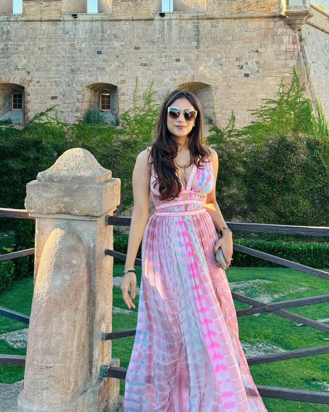 Prisella's georgette maxi dress styled for a European summer street