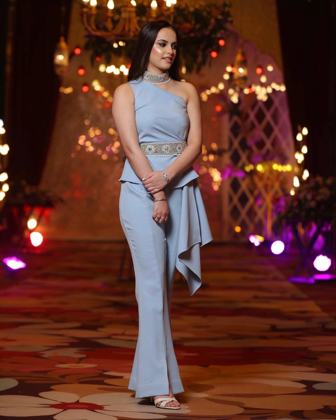 Elegant pastel blue coord set for cocktail or wedding events