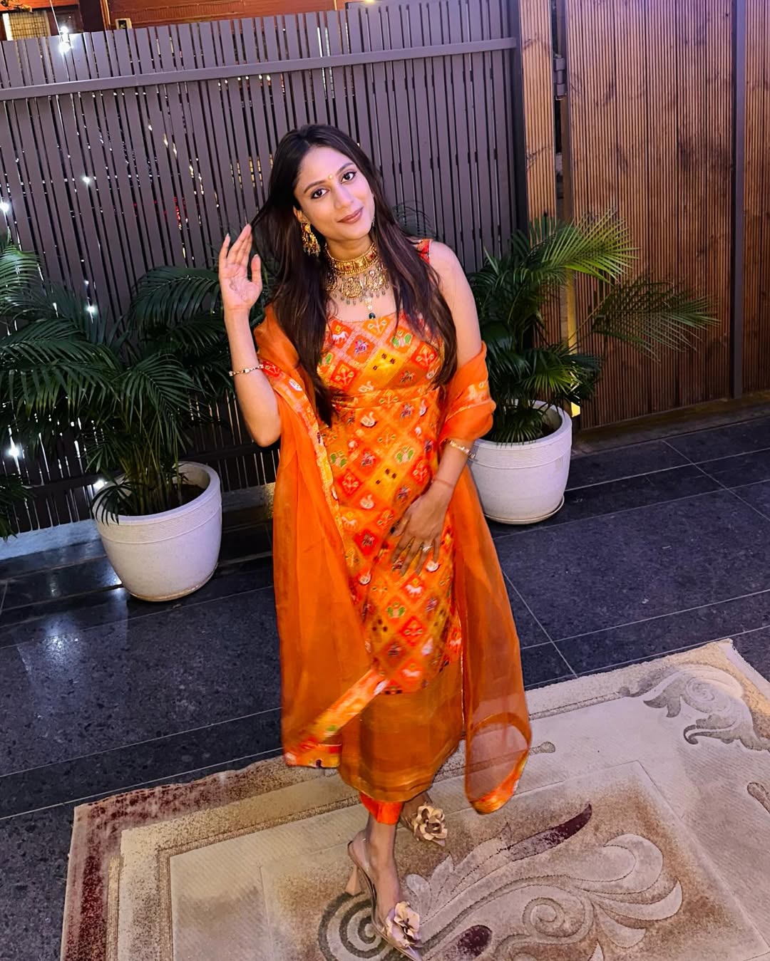 Orange Pure Silk Suit Set