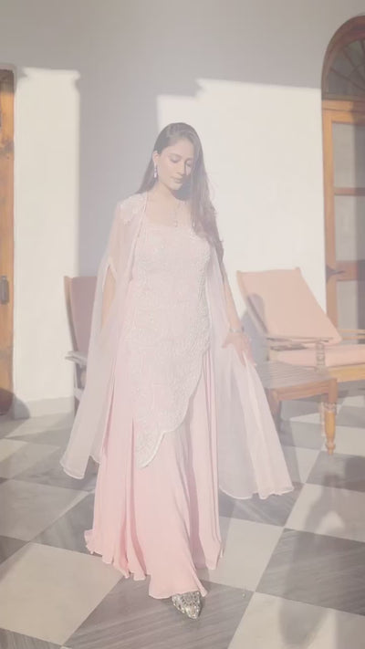 Marine Oyster collection dress with luxe detailing and fluid silhouette